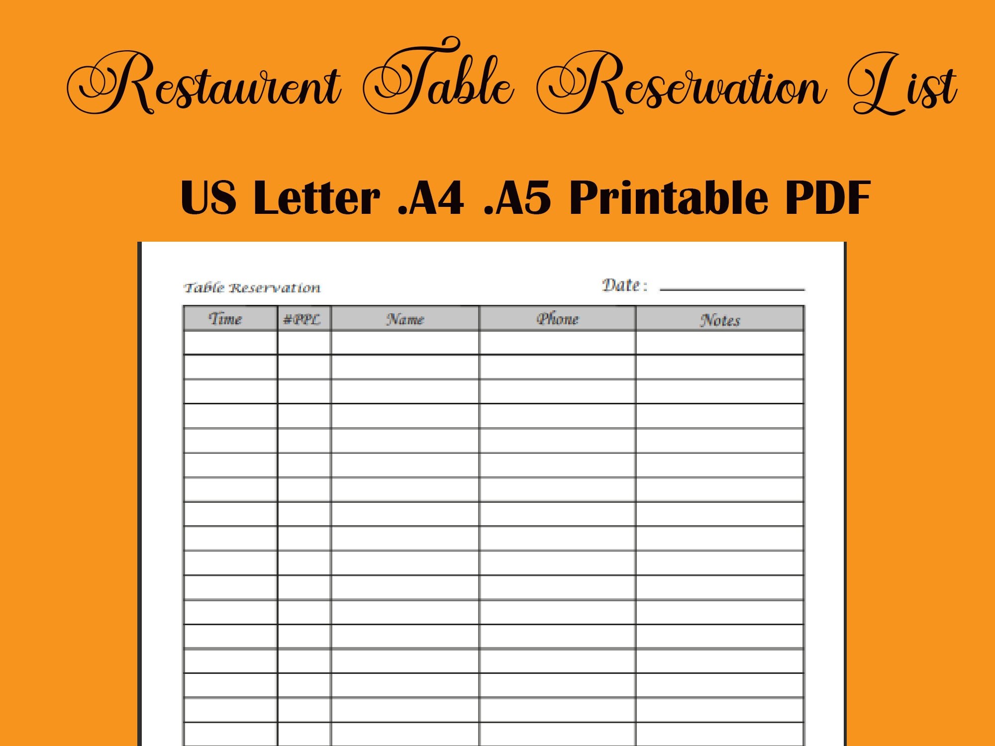 Restaurant Reservation Letter