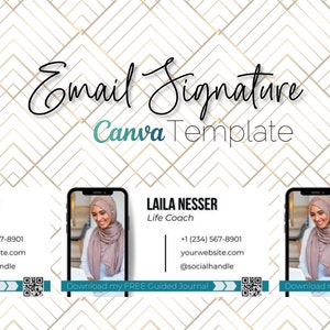 QR Code Email Signature Template Editable Canva Minimalist Design | Life Coach | Gmail, Outlook