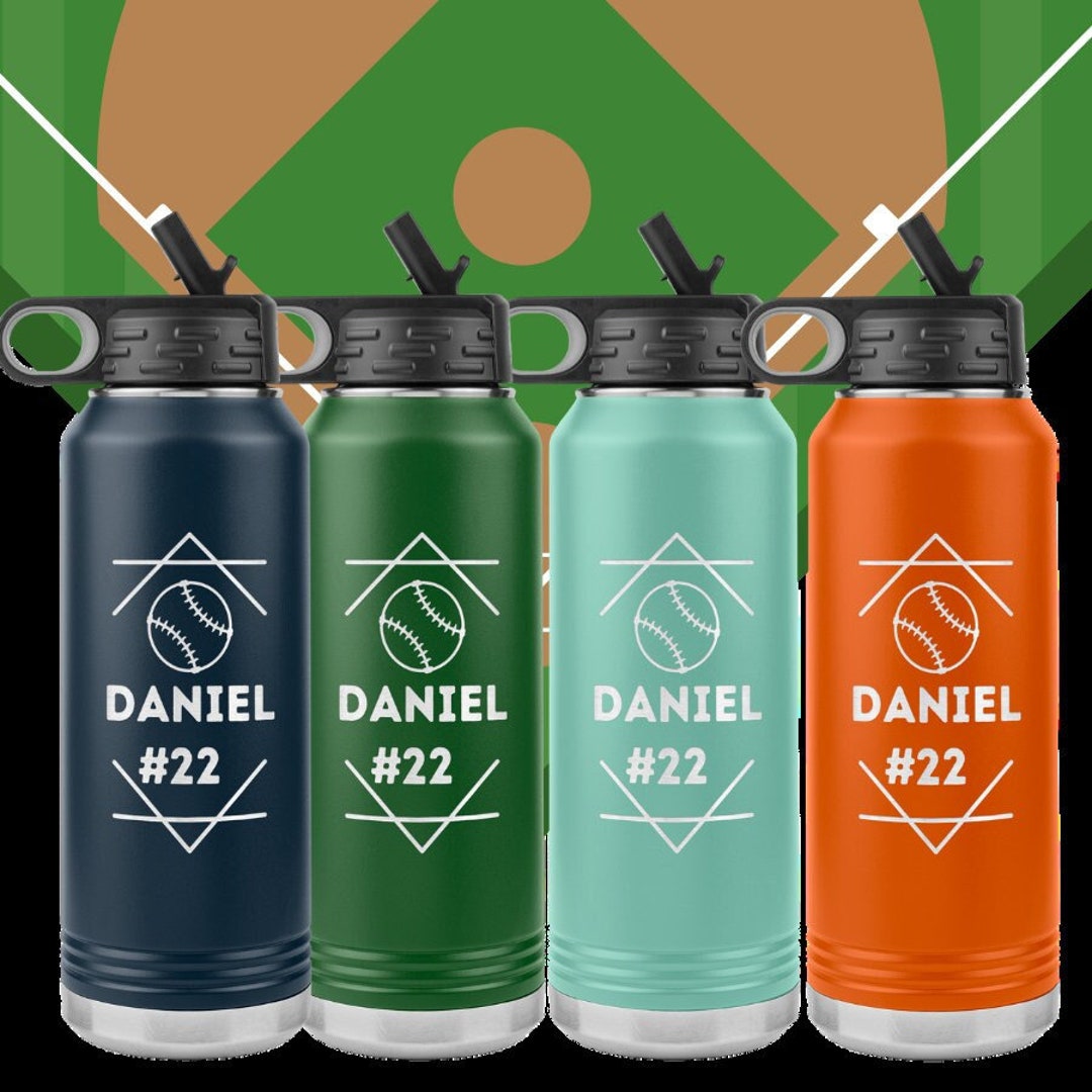 Personalized Baseball Custom Team Player Water Bottle, Baseball Sports