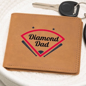 Cartera de cuero personalizada para papá, regalo de cumpleaños personalizado para papá, regalo de béisbol de su hijo, regalo de béisbol de su equipo