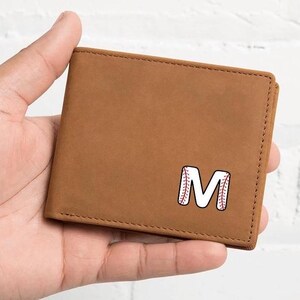 Cartera de béisbol personalizada para niño/Cartera con monograma de béisbol/Cartera de béisbol de cuero para niño/Regalo para béisbol/Regalo de mamá a hijo
