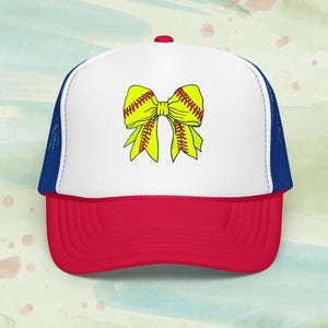 Personalized Softball Mom Trucker Hat: Coquette Design