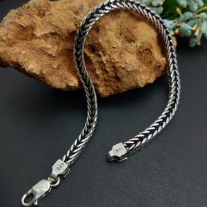 925 sterling silver byzantine chain bracelet 4 mm,Silver Man Chain Bracelet