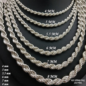 925 Sterling Silver Twisted Rope Chain Necklace for Man and Women Byzantine Chain,Silver Man Chain Necklace
