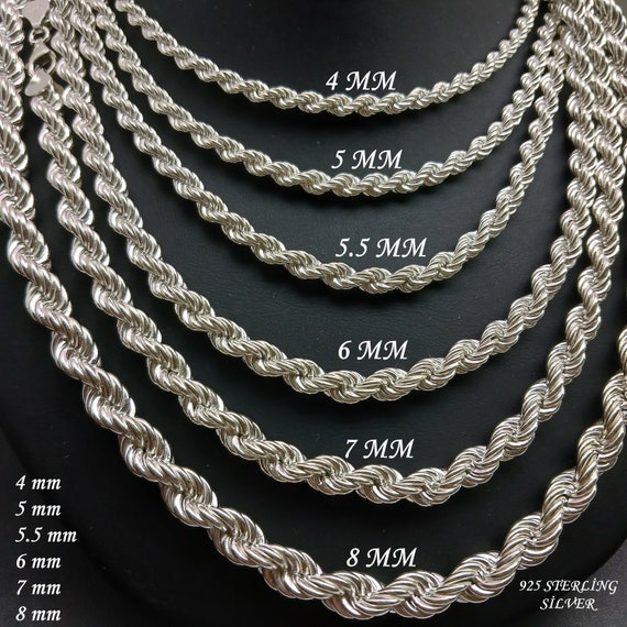 4、Silver 925 Twisted Rope Chain Necklace Amazon.com: 925 Sterling Silver 4.6mm Rope Chain Twisted