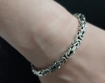 925 sterling silver square king byzantine chain bracelet 5 mm