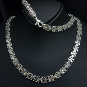 925 sterling silver euro king chain necklace 8 mm,Silver Man Chain Necklace