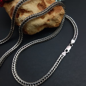 925 sterling silver byzantine chain necklace 4 mm,Silver Man Chain Necklace