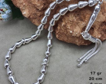 Druppelvormige gebedskralen 925 sterlingzilver, rozenkrans 6 mm