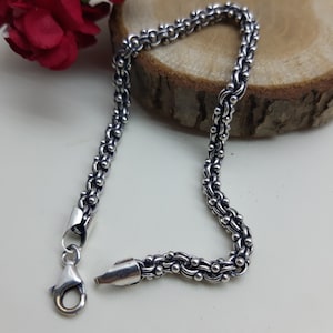925 sterling silver byzantine chain bracelet 5 mm,Silver Man Chain Bracelet
