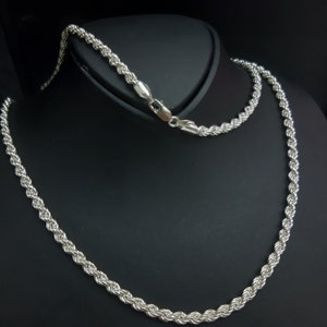 925 Sterling Silber Seil Kettenhalskette 4 mm, Silver Man Kettenhalskette