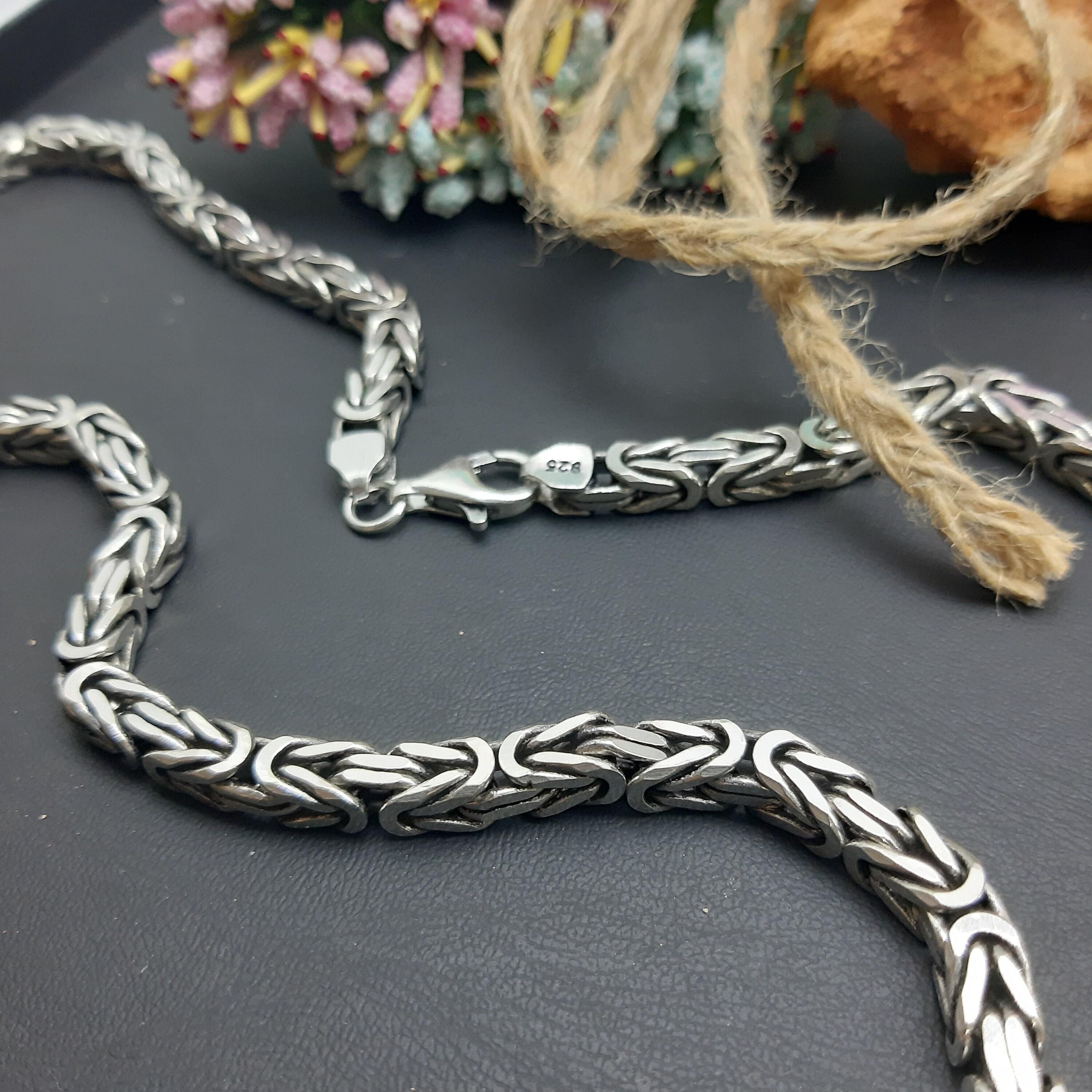 Sterling Silver Square King Chain Necklace - 6mm - Etsy