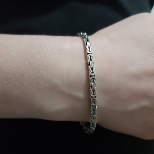 925 sterling silver square king byzantine chain bracelet 3.3 mm,Silver Man Chain Bracelet