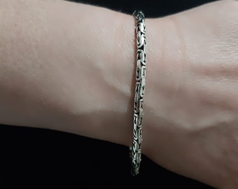スターリングシルバー キングビザンチンチェーンブレスレット (3.3 mm)