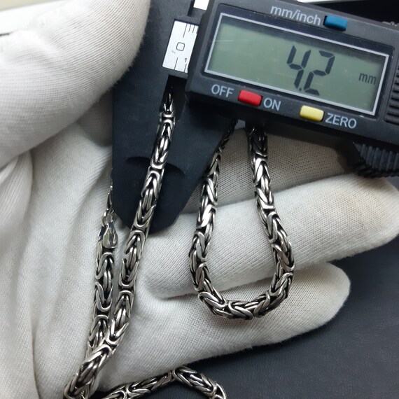 Solido Argento Sterling 925 Catena Bizantina Quadrata Da 5 - Foto 9