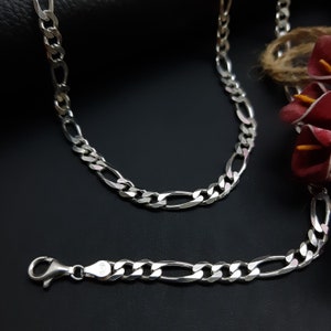 925 Sterling Silber Figaro Kette Halskette 6 mm, Silver Man Kette Halskette