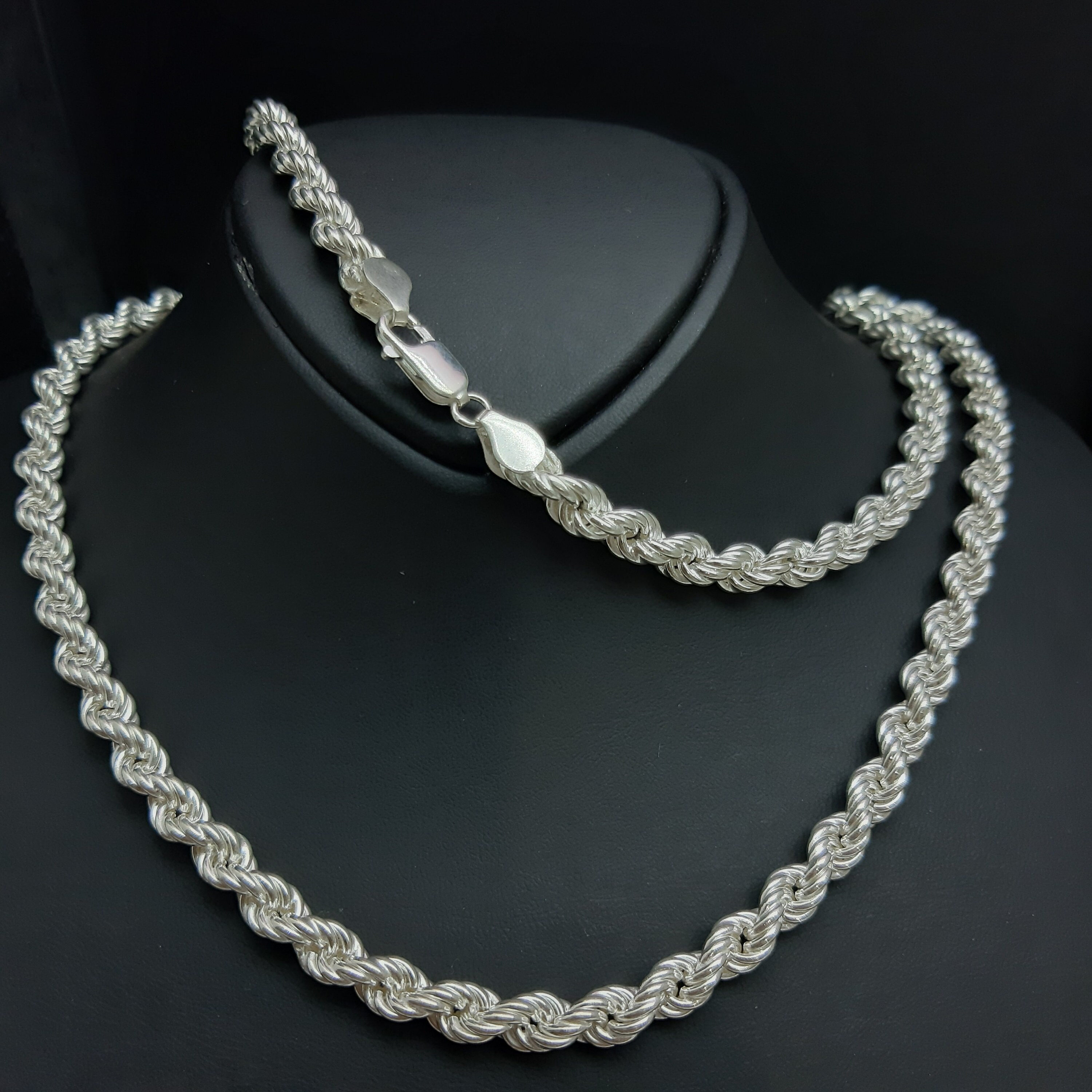 ★HARANG★ HR 28901N_Silver Rope Chain Necklace (thick rope) Real Solid 925 Sterling Silver 11mm Thick Men's Rope Chain