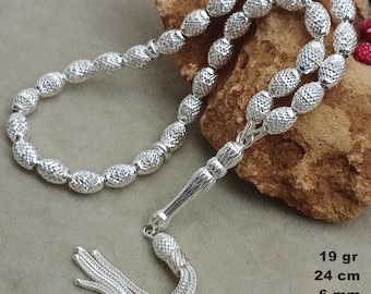925 sterlingzilver Tesbih/Sımıle islamitisch cadeau voor hem, islamitische zilveren rozenkrans, tesbih