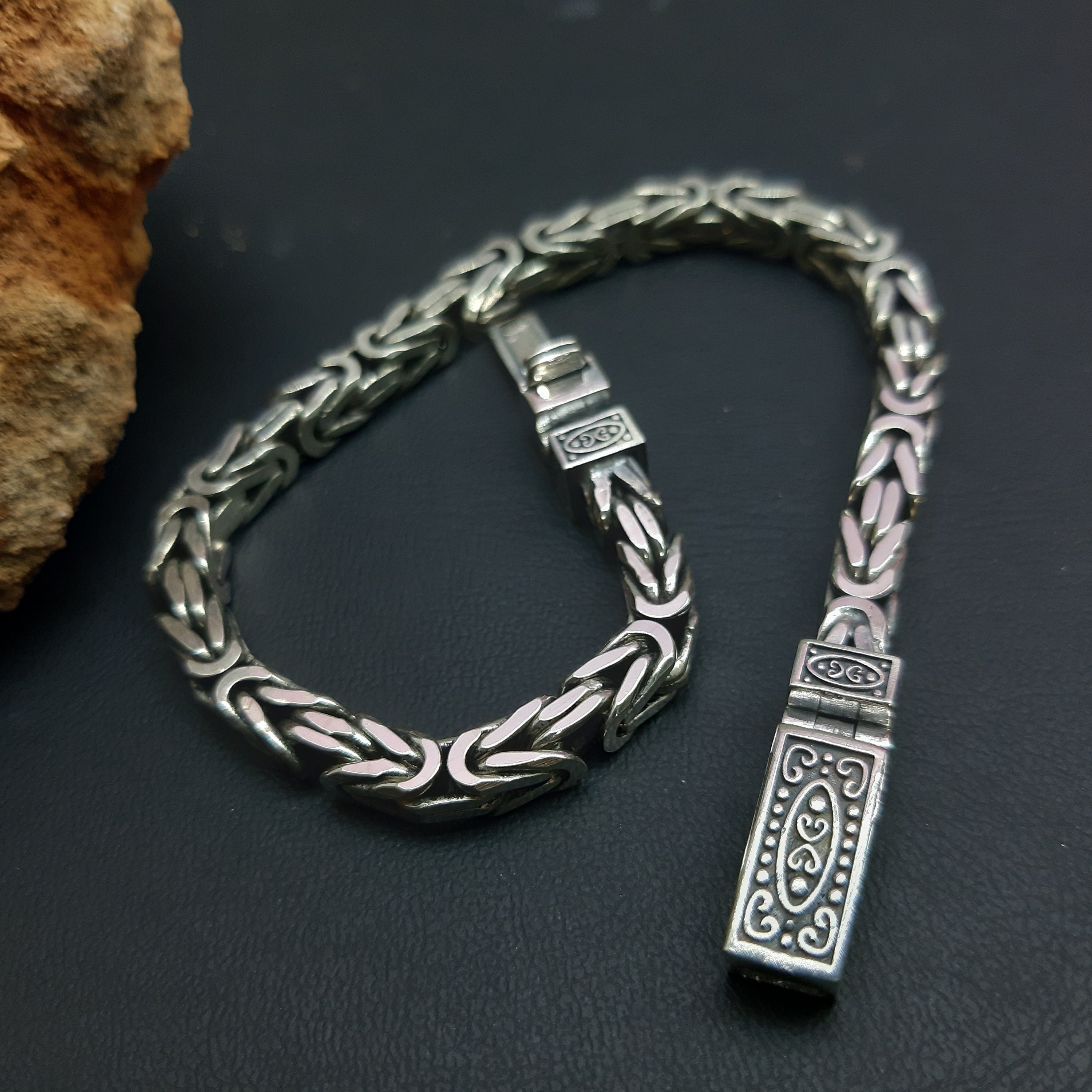 Vintage Sterling Silver 925 Men's Jewelry Chain Bracelet