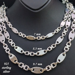 Vintage Byzantine Gothic Chain Necklace 925 Sterling Silver,Silver Man Chain Necklace