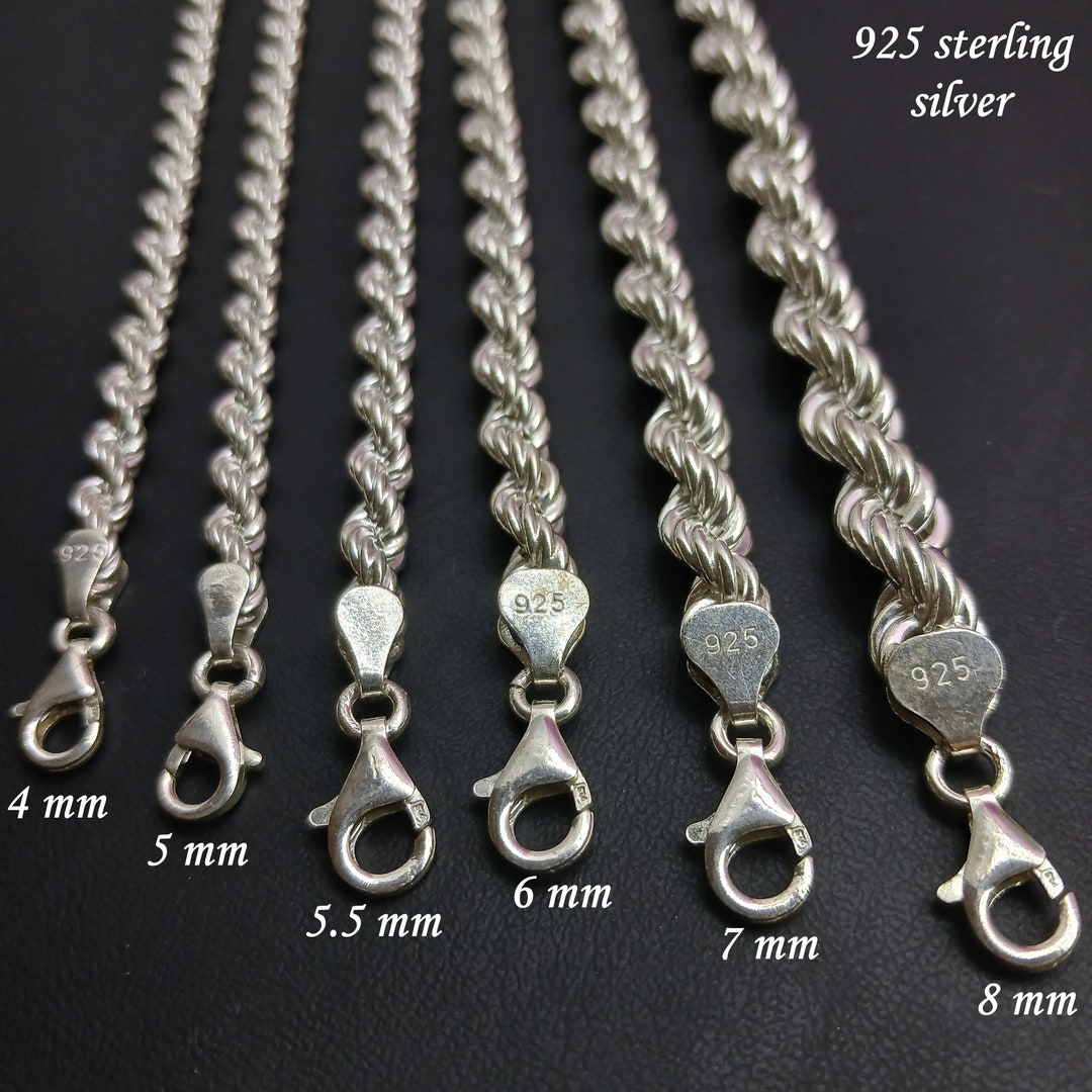 925 Sterling Silver Twisted Rope Chain for Man and Women Byzantine