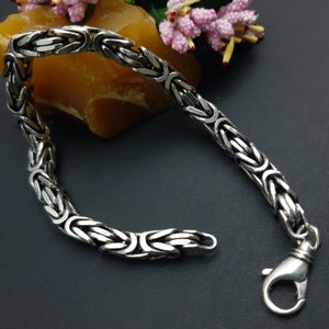 925 sterling silver square king chain bracelet 6 mm,Silver Man Chain Bracelet