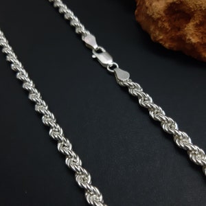 925 Sterling Silber Seil Kettenhalskette 5 mm, Silver Man Kettenhalskette