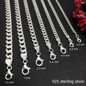 Curb Chain Series 925 Sterling Silver Necklace - Etsy