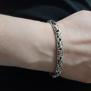 925 sterling silver round king byzantine chain bracelet 5 mm,Silver Man Chain Bracelet