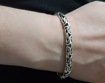 スターリングシルバー キングビザンチンチェーンブレスレット（5 mm）