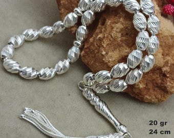 925 sterlingzilver Tesbih/Sımıle islamitisch cadeau voor hem, islamitische zilveren rozenkrans, tesbih