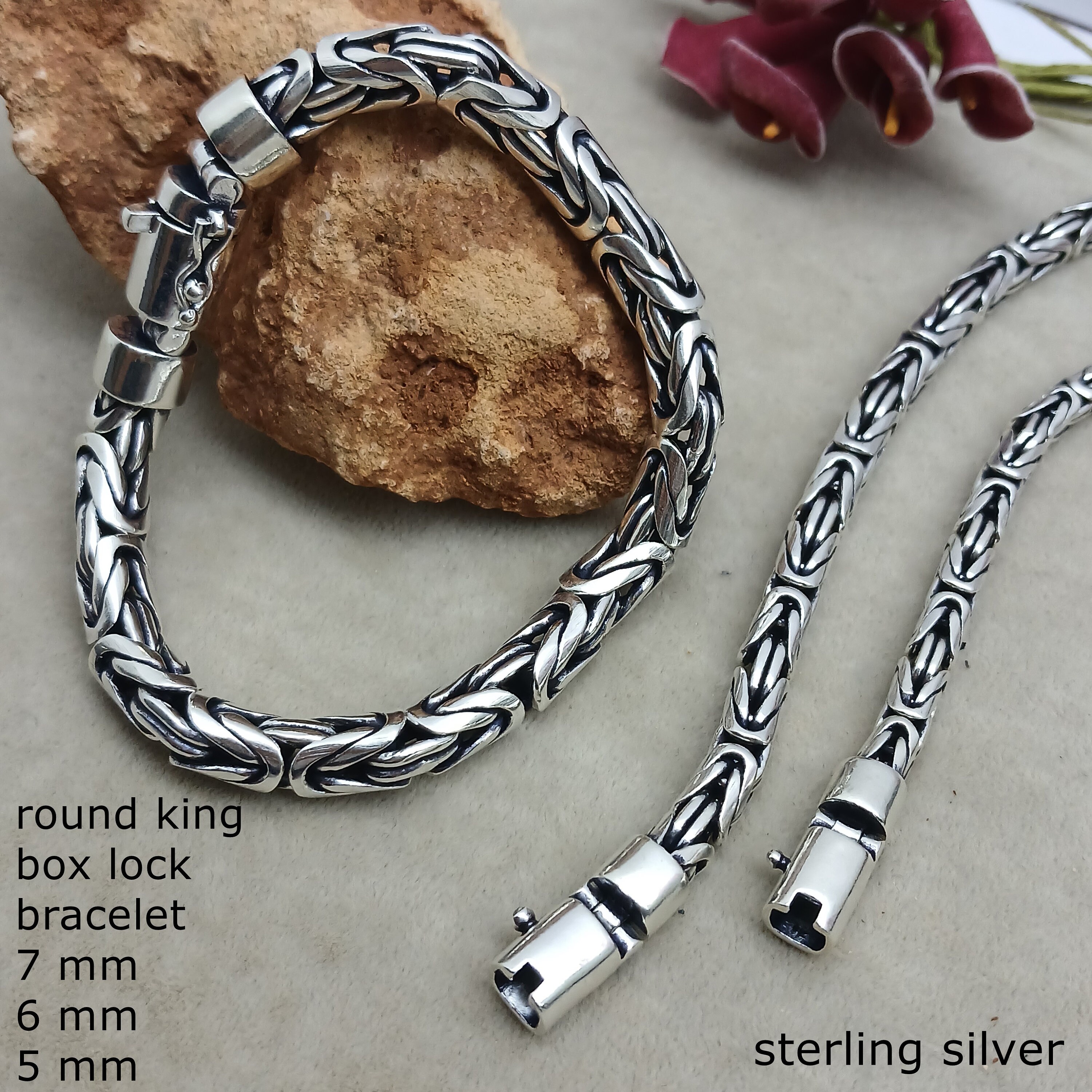 Round King Box Lock Bracelet Special Production 5 Mm 6 Mm and 7 Mm Etsy