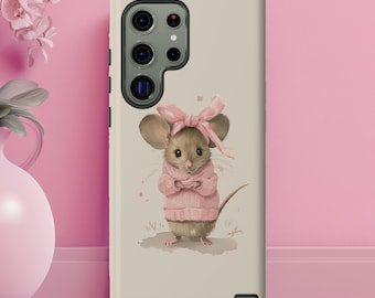 Coquette Mouse Phone Case Pink Coquette Mouse iPhone / Pixel / Galaxy Cute Phone Case White iPhone Case