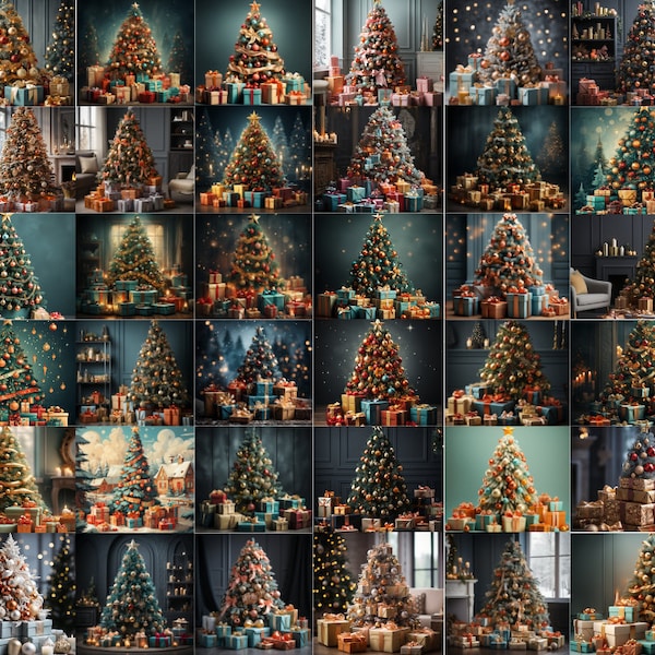 100 Christmas Tree Xmas Backdrop photography Adobe Photoshop Canva Social Media Background Scrapbooking Graphics Design Instant Download