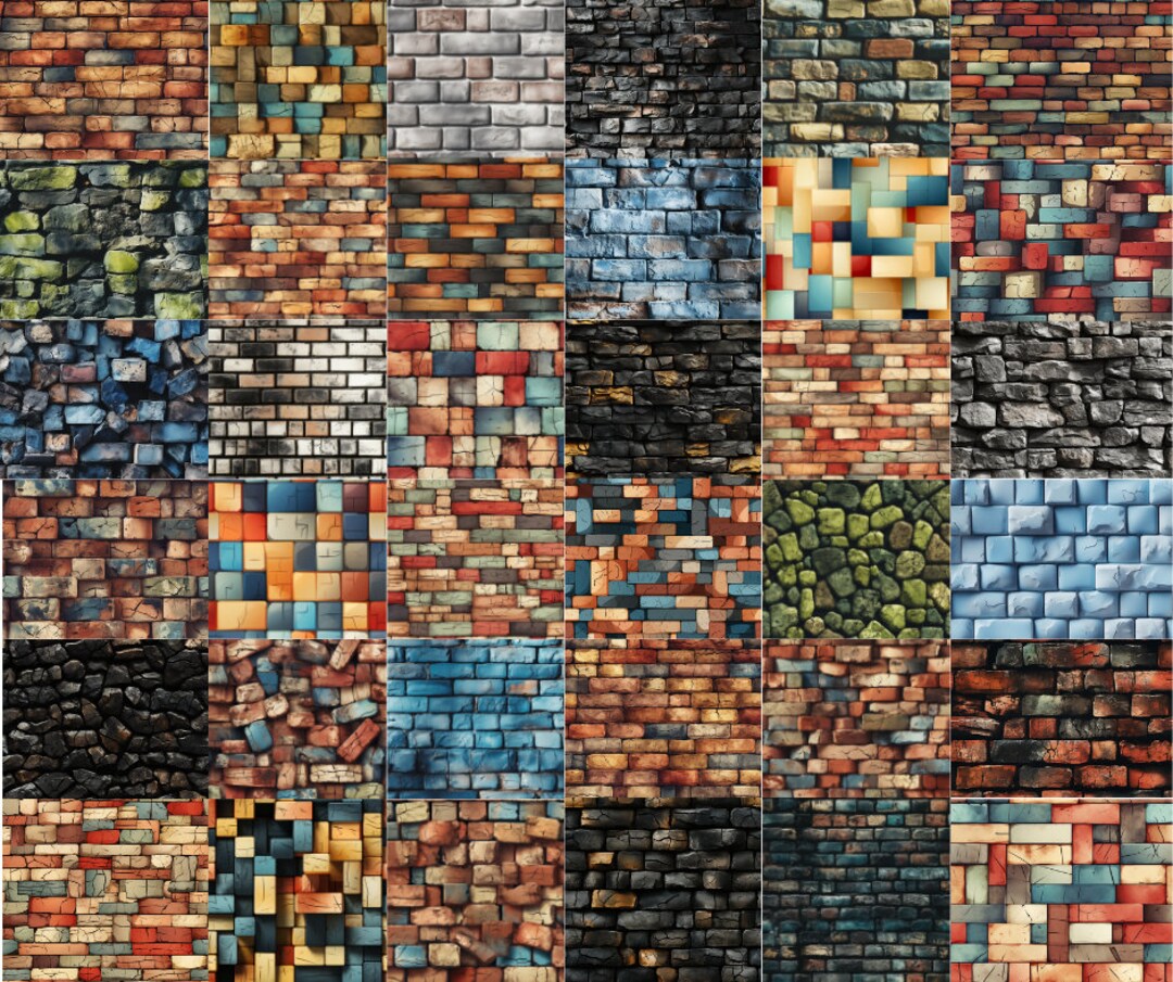 500 Premium Brick Textures Adobe Photoshop Canva Print on Demand Social ...