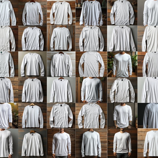 100 Long Sleeve shirt white MockUps Print on Demand Mock Up Male Gildan Styled Stock Photo Graphic Design Art Template PNG Digital Download