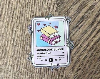 Audiobook Junkie, Booklover Sticker, Audiobook Sticker, Audiobook Girlie Sticker, Kindle Sticker