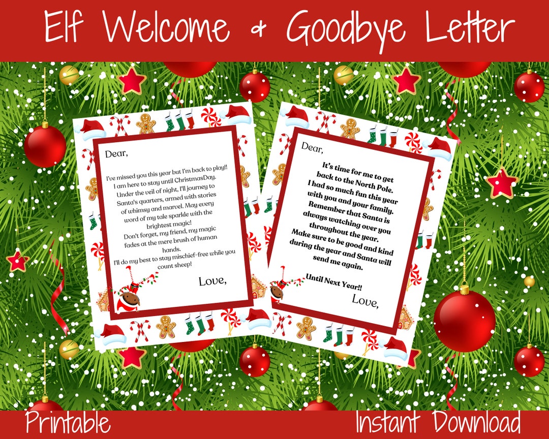 Elf Letter, Elf Goodbye Letter, Elf Back Letter