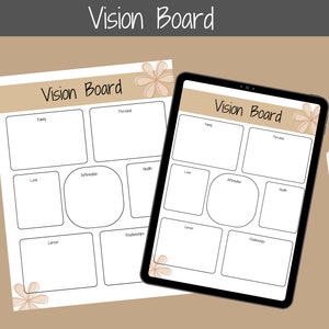 Vision Board, Vision Board Template, Vision Board Planner, Vision Board Printable, Manifestation Journal, Manifestation Planner, Self Love