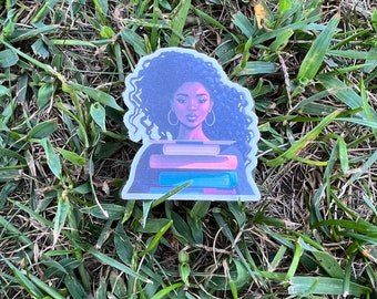 Adesivo Ragazza che ama i libri, Adesivo per gli amanti dei libri, Adesivi per libri per Kindle, Adesivi per libri estetici, Adesivi per libri