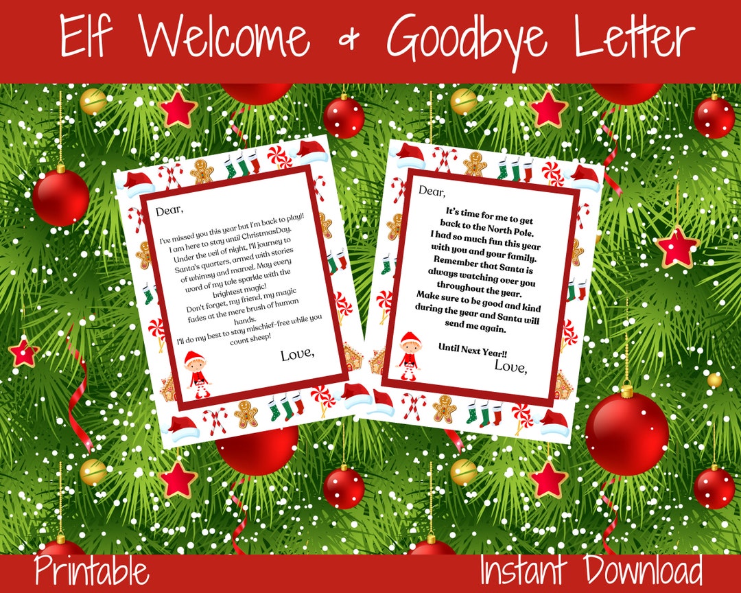 Elf Welcome Letter, Elf Goodbye Letter, Elf Welcome Back Letter ...