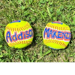 Hand Painted Softball, Custom Softball, Painted Sports Ball, Personalized Softball, Coach Gift, Softball Gift