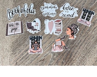 Bookaholic Stickers, Girl Who Loves to Read, Book Lover Stickers, Planner Stickers
