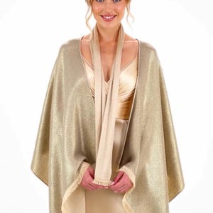 rose gold shawls and wraps for evening dresses Inspire Chic Women Shawls and Wraps for Evening Dresses, Bling Sparkly Shiny Shimmer Dressy with Buckle 74.8x17.7 inch(LxW) Rose Gold(Silver), Women's