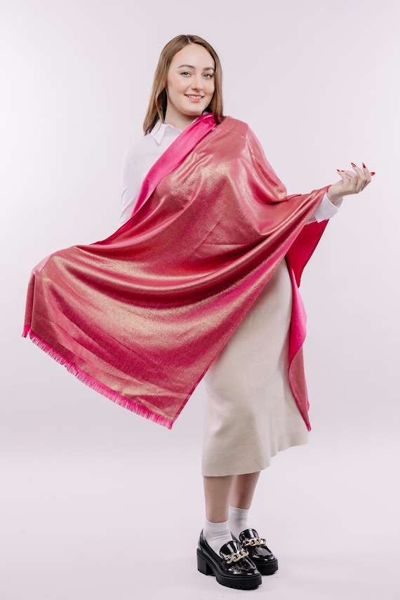 Elegant Pink and Gold Silk Scarf Gilded Stirrup and Tassels Silk Scarf - Blush — Horse and  main image 3
