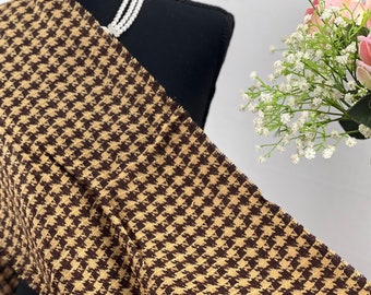 Camel Houndstooth Pattern Viscose Scarf