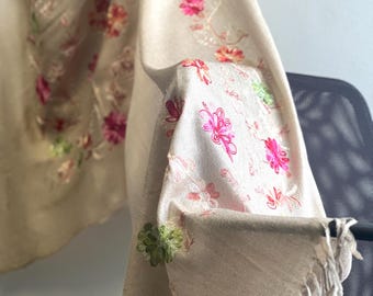 Light Cream Scarf – Elegant Wedding Shawl, Bridesmaid Wrap & Special Event Accessory