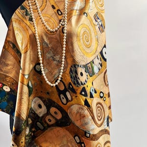Tree of life Double-Sided Square Silky Scarf – Wearable Art Scarf, Reversible Iconic Artwork by Legendary Artists, 27&quot;x27&quot; (70x70cm)