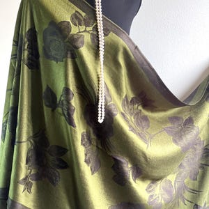 Olive Green Floral Jacquard Pashmina Shawl – Elegant Wedding Shawl, Bridesmaid Wrap & Special Event Accessory