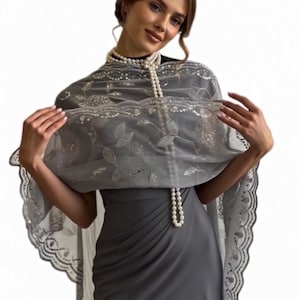 beaded shawls for dresses BABEYOND 1920s Fashion Costume Beaded Pearl Evening Shawl for Special Occassion main image 0